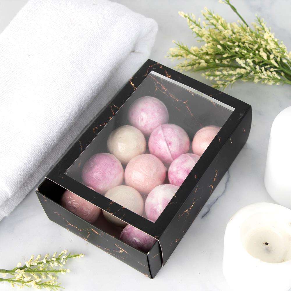 Clear Window Gift Boxes Rectangle Black 7.5" X 5" X 2.5" 6 Pack